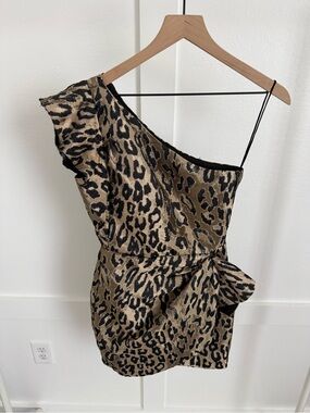 Saylor Ann One Shoulder Mini Dress Leopard Print